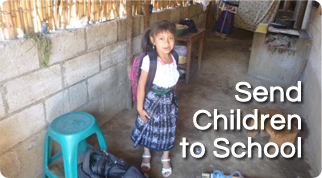 Young schoolgirl in a hut